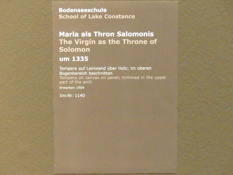 Maria als Thron Salomonis, Stuttgart, Staatsgalerie, Altdeutsche Malerei 1, um 1335, Bild 2/2