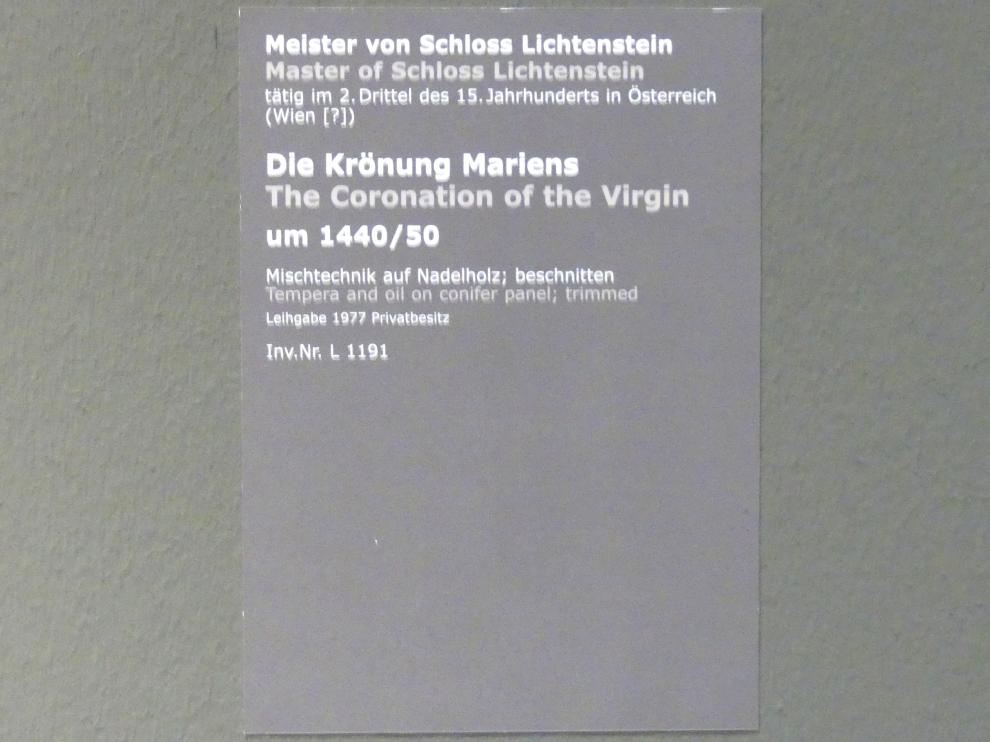Meister von Schloss Lichtenstein (1445–1450), Die Krönung Mariens, Stuttgart, Staatsgalerie, Altdeutsche Malerei 1, um 1440–1450, Bild 2/2