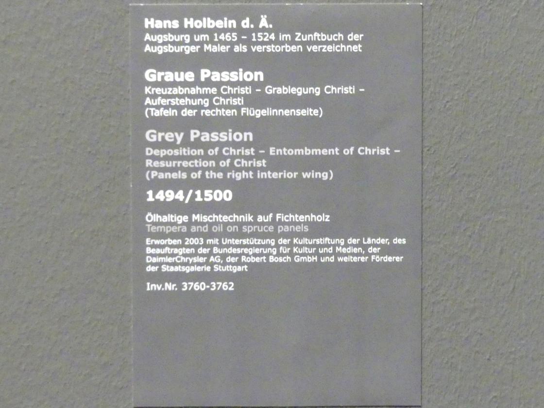 Hans Holbein der Ältere (1493–1520), Graue Passion, Stuttgart, Staatsgalerie, Altdeutsche Malerei 2, 1494–1500, Bild 5/5