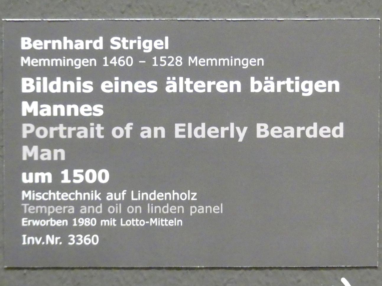Bernhard Strigel (1475–1528), Bildnis eines älteren bärtigen Mannes, Stuttgart, Staatsgalerie, Altdeutsche Malerei 3, um 1500, Bild 2/2