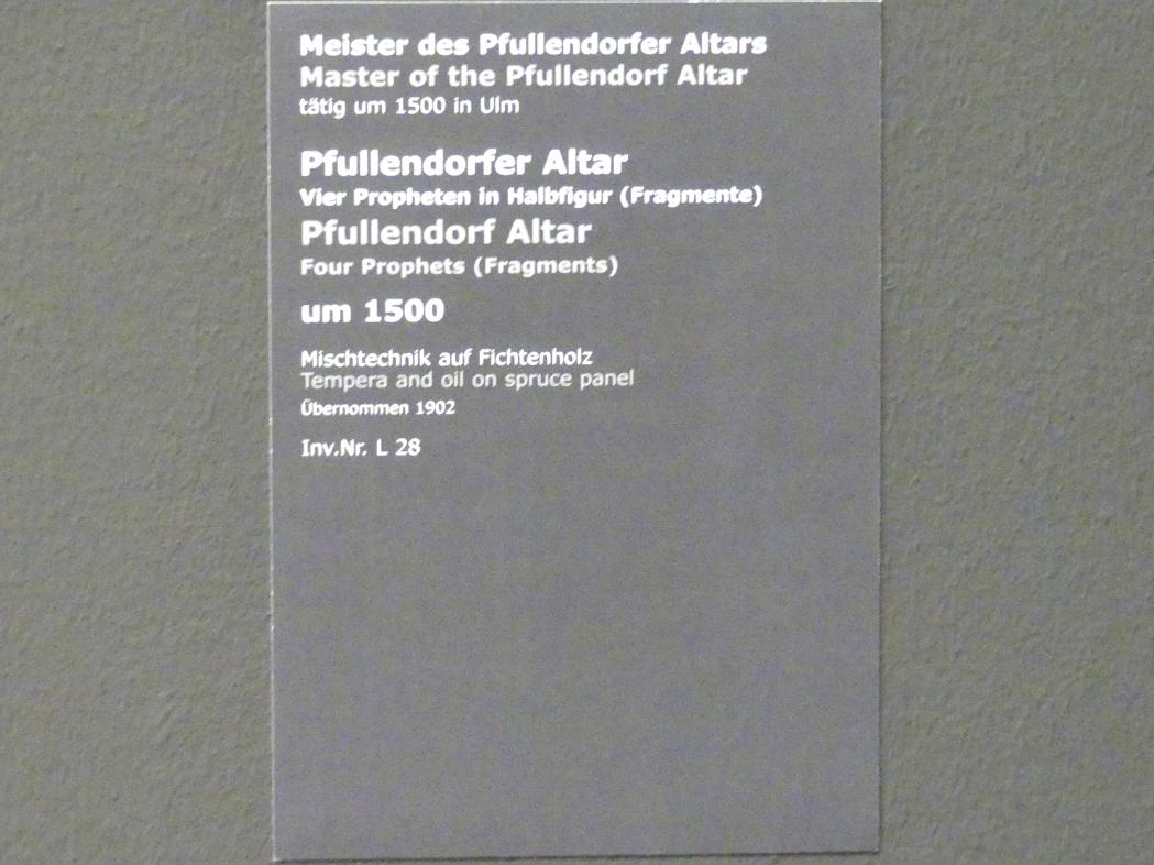 Meister des Pfullendorfer Altars (1500), Pfullendorfer Altar - Vier Propheten in Halbfigur (Fragmente), Pfullendorf, Stadtpfarrkirche St. Jakob, jetzt Stuttgart, Staatsgalerie, Altdeutsche Malerei 3, um 1500, Bild 6/6