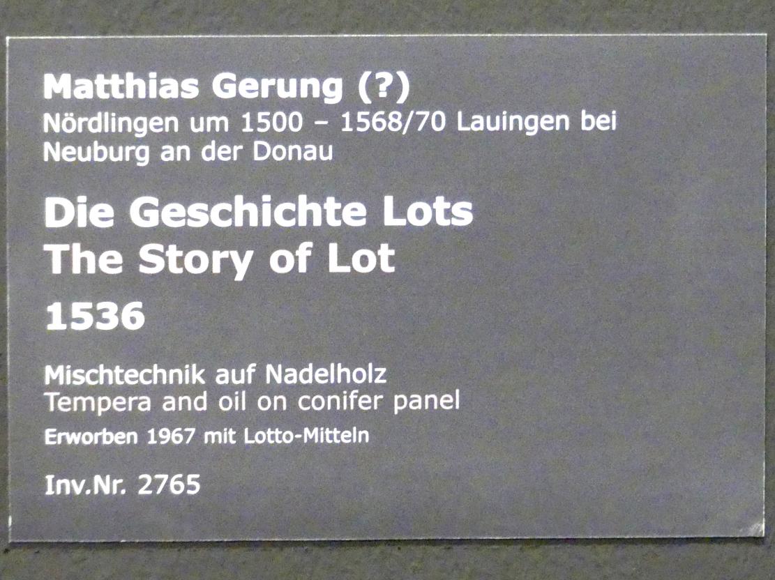 Matthias Gerung (1536–1558), Die Geschichte Lots, Stuttgart, Staatsgalerie, Altdeutsche Malerei 4, 1536, Bild 2/2
