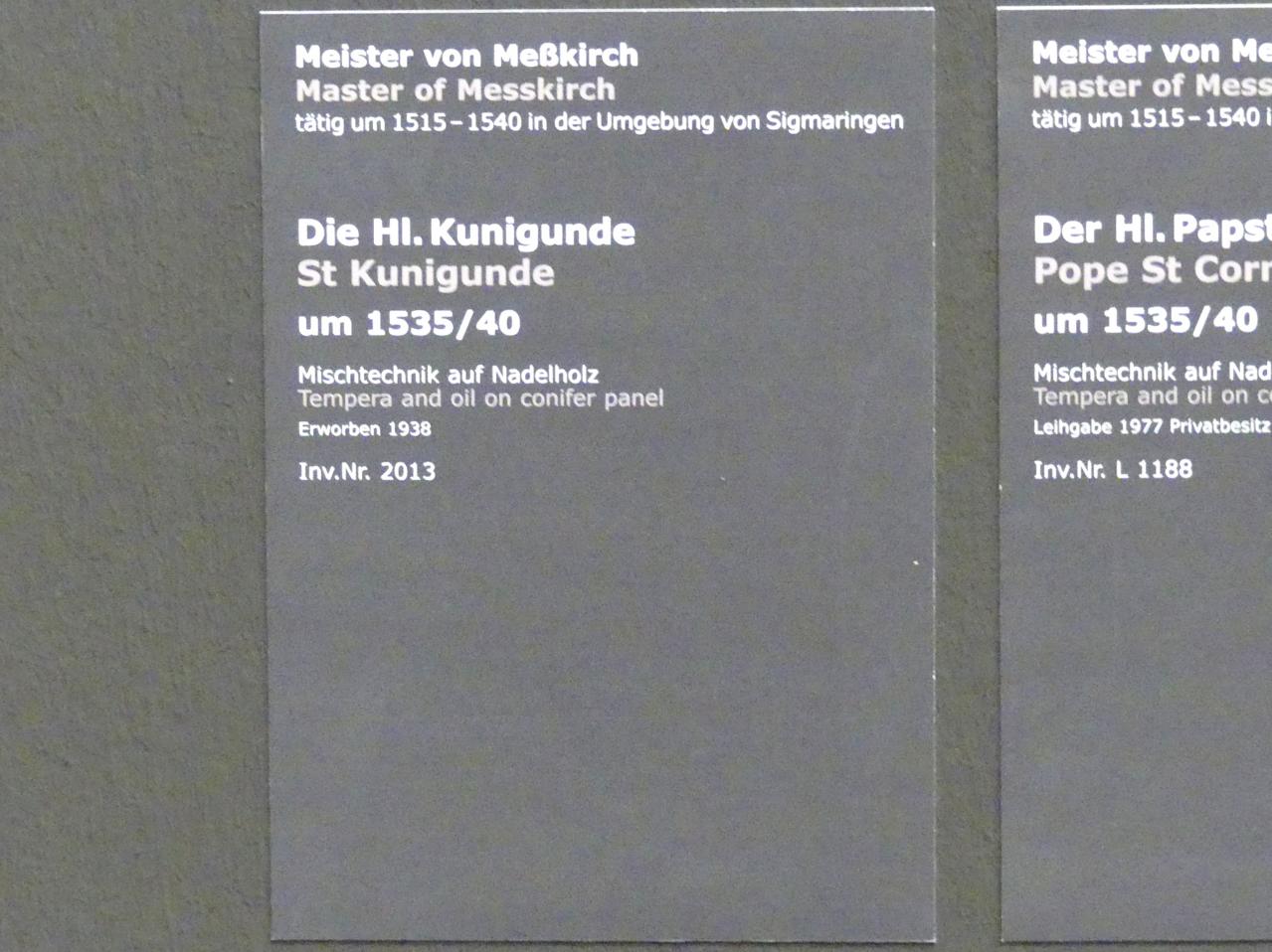 Meister von Meßkirch (1525–1540), Die Hl. Kunigunde, Stuttgart, Staatsgalerie, Altdeutsche Malerei 5, um 1535–1540, Bild 2/2