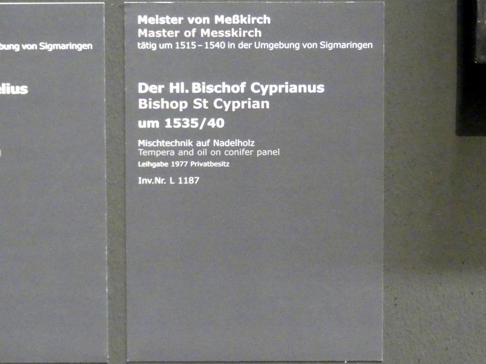 Meister von Meßkirch (1525–1540), Der Hl. Bischof Cyprianus, Stuttgart, Staatsgalerie, Altdeutsche Malerei 5, um 1535–1540, Bild 2/2