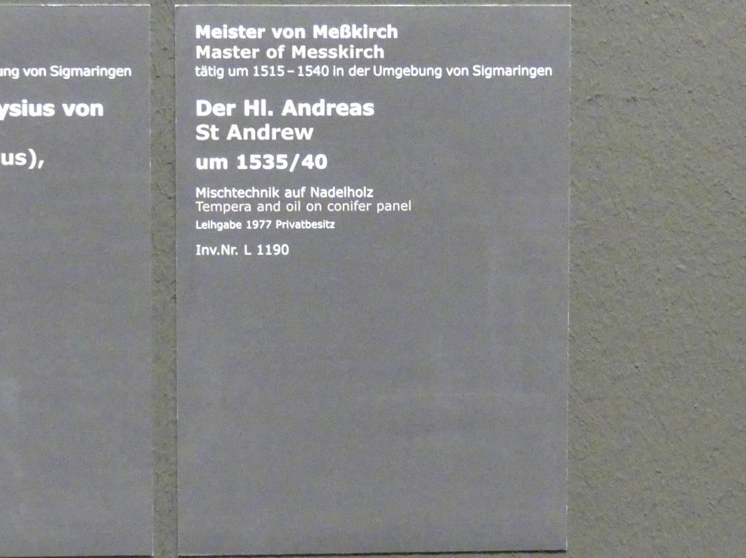 Meister von Meßkirch (1525–1540), Der Hl. Andreas, Stuttgart, Staatsgalerie, Altdeutsche Malerei 5, um 1535–1540, Bild 2/2