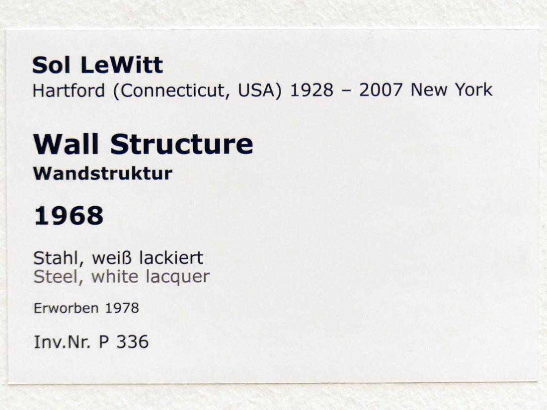 Sol LeWitt (1962–1970), Wall Structure - Wandstruktur, Stuttgart, Staatsgalerie, Internationale Malerei, Skulptur und Gegenwartskunst 1, 1968, Bild 3/3