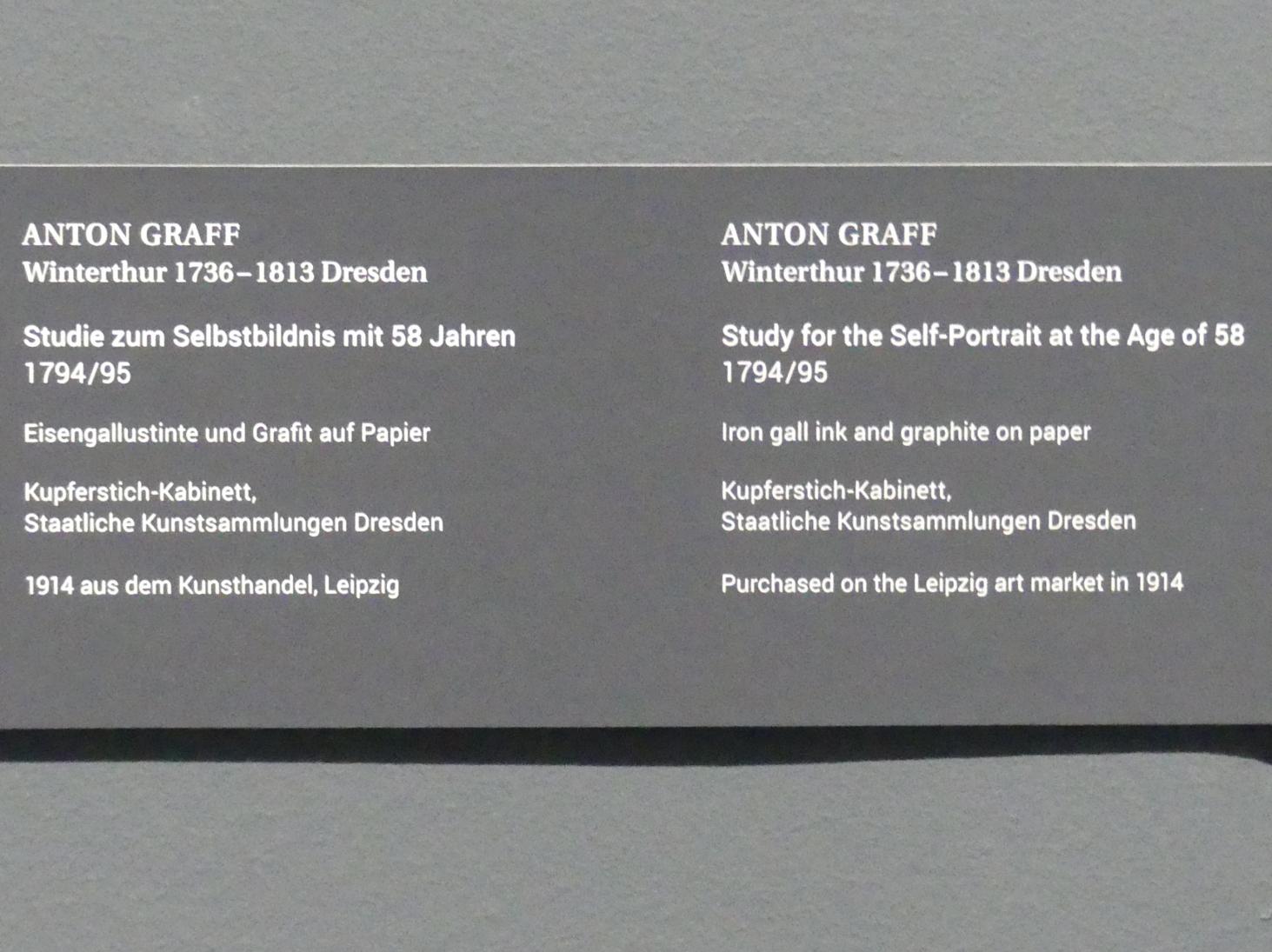 Anton Graff (1761–1807), Studie zum Selbstbildnis mit 58 Jahren, Dresden, Gemäldegalerie Alte Meister, Ausstellung "Anton Graff (1736–1813) – Porträts" vom 13.03.-16.06.2019, 1794–1795, Bild 2/2