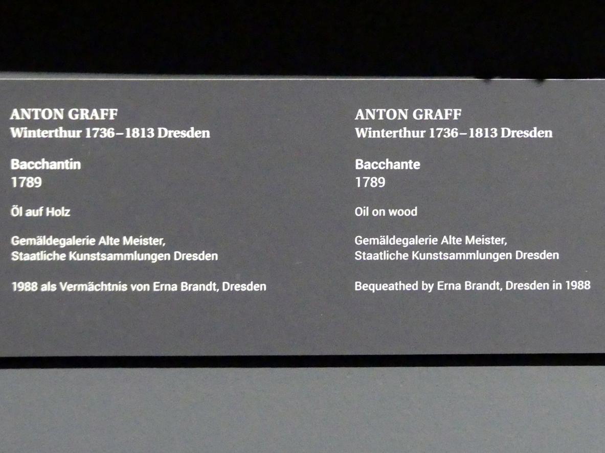 Anton Graff (1761–1807), Baccchantin, Dresden, Gemäldegalerie Alte Meister, Ausstellung "Anton Graff (1736–1813) – Porträts" vom 13.03.-16.06.2019, 1789, Bild 2/2
