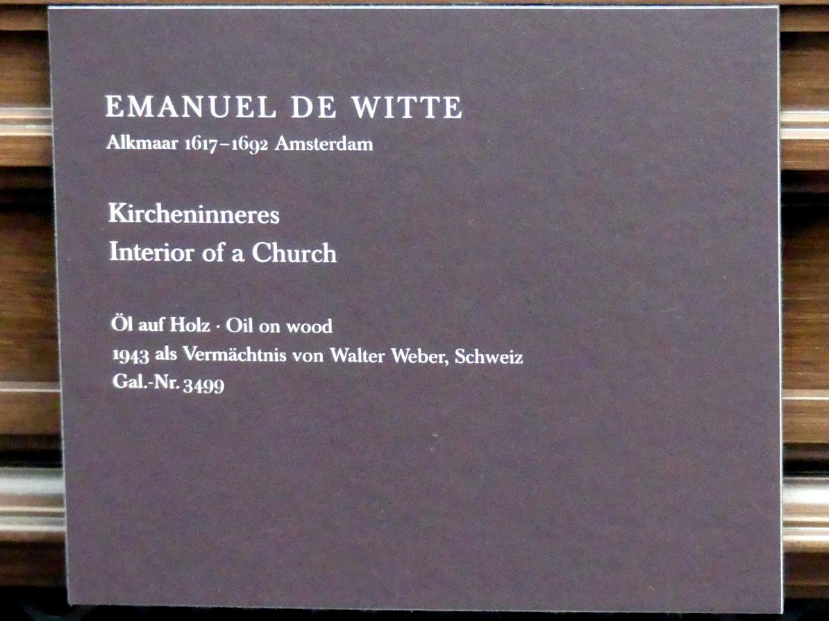 Emanuel de Witte (1650–1680), Kircheninneres, Dresden, Gemäldegalerie Alte Meister, 2. OG: Niederländische Genremalerei, Undatiert, Bild 2/2