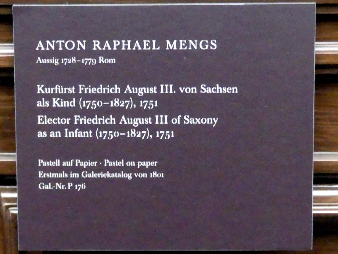 Anton Raphael Mengs (1744–1777), Kurfürst Friedrich August III. von Sachsen als Kind (1750-1827), Dresden, Gemäldegalerie Alte Meister, 2. OG: Pastelle, 1751, Bild 2/2