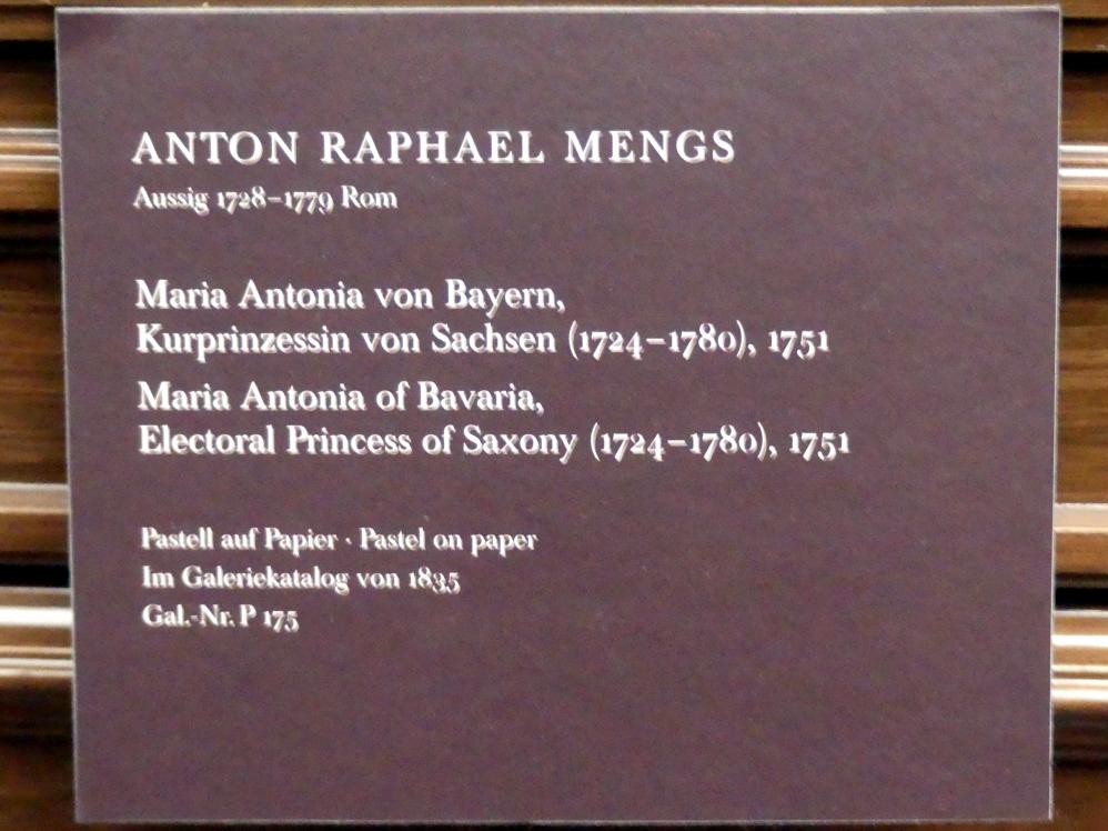 Anton Raphael Mengs (1744–1777), Maria Antonia von Bayern, Kurprinzessin von Sachsen (1724-1780), Dresden, Gemäldegalerie Alte Meister, 2. OG: Pastelle, 1751, Bild 2/2