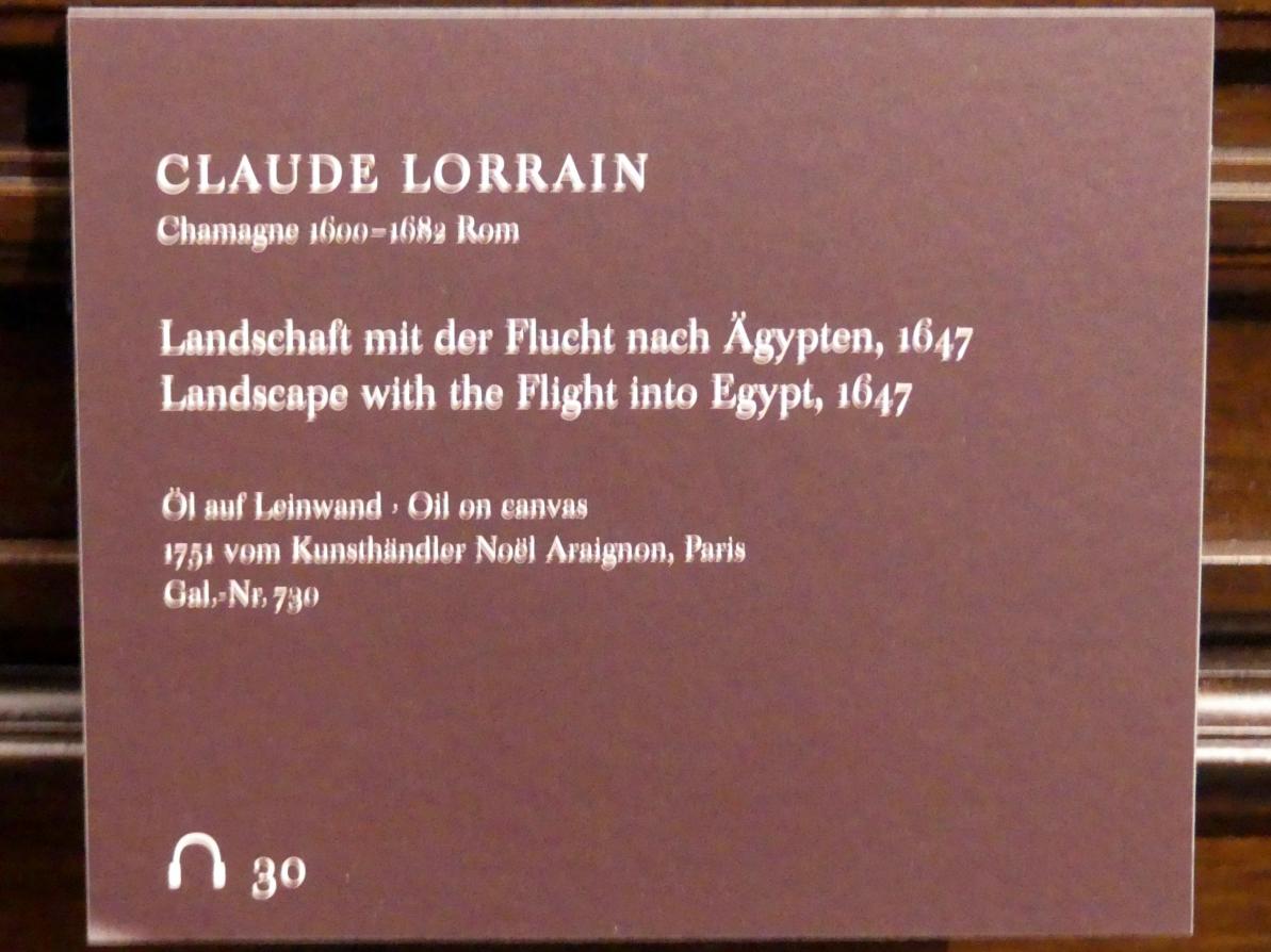 Claude Lorrain (Claude Gellée) (1628–1681), Landschaft mit der Flucht nach Ägypten, Dresden, Gemäldegalerie Alte Meister, 1. OG: Französische Malerei 17. Jahrhundert, 1647, Bild 2/3