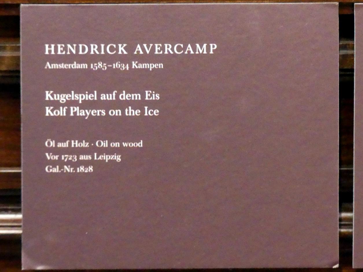 Hendrick Avercamp (1605–1615), Kugelspiel auf dem Eis, Dresden, Gemäldegalerie Alte Meister, 1. OG: Niederländische Malerei 17. Jahrhundert, Undatiert, Bild 2/2