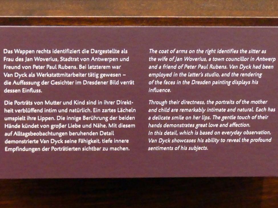 Anthonis (Anton) van Dyck (1614–1641), Marie Clarisse (?), Gattin des Jan Woverius, mit ihrer Tochter, Dresden, Gemäldegalerie Alte Meister, 1. OG: van Dyck, um 1618–1620, Bild 3/3