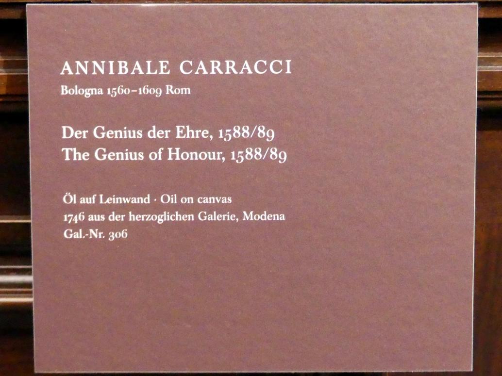 Annibale Carracci (1582–1609), Der Genius der Ehre, Dresden, Gemäldegalerie Alte Meister, 1. OG: Italienische Malerei 17. Jahrhundert, 1588–1589, Bild 2/3