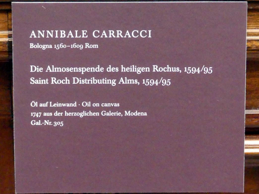 Annibale Carracci (1582–1609), Die Almosenspende des heiligen Rochus, Dresden, Gemäldegalerie Alte Meister, 1. OG: Historienmalerei, 1594–1595, Bild 2/2