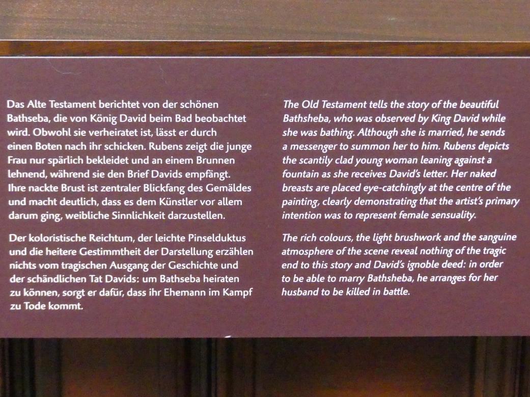 Peter Paul Rubens (1598–1640), Bathseba am Springbrunnen, Dresden, Gemäldegalerie Alte Meister, 1. OG: Historienmalerei, um 1635, Bild 3/3