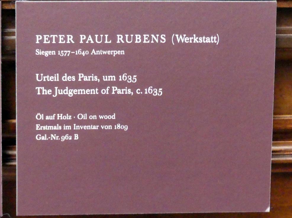 Peter Paul Rubens (Werkstatt) (1615–1635), Urteil des Paris, Dresden, Gemäldegalerie Alte Meister, 1. OG: Historienmalerei, um 1635, Bild 2/2
