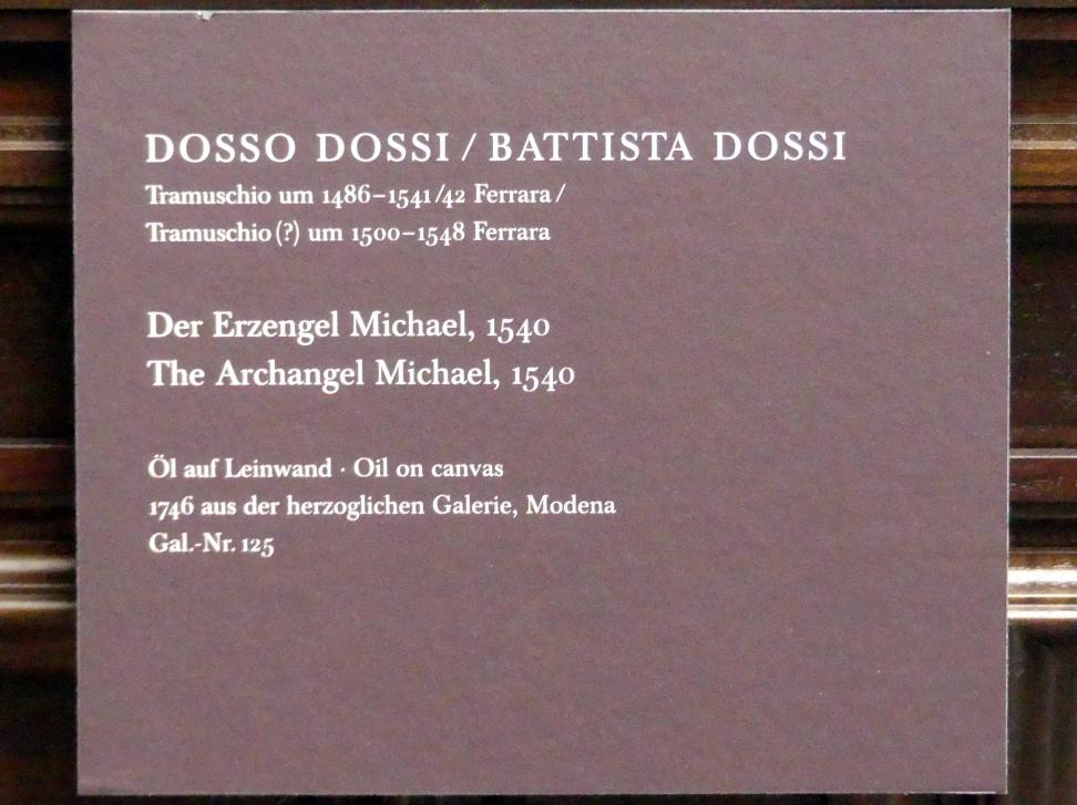 Giovanni Luteri (Dosso Dossi) (1509–1540), Der Erzengel Michael, Dresden, Gemäldegalerie Alte Meister, 1. OG: Altäre, 1540, Bild 2/2