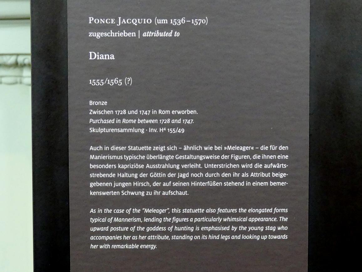 Ponce Jacquiot (1515–1560), Diana, Dresden, Gemäldegalerie Alte Meister, 1. OG: Skulpturen 15.-18. Jahrhundert, um 1555–1565, Bild 5/5