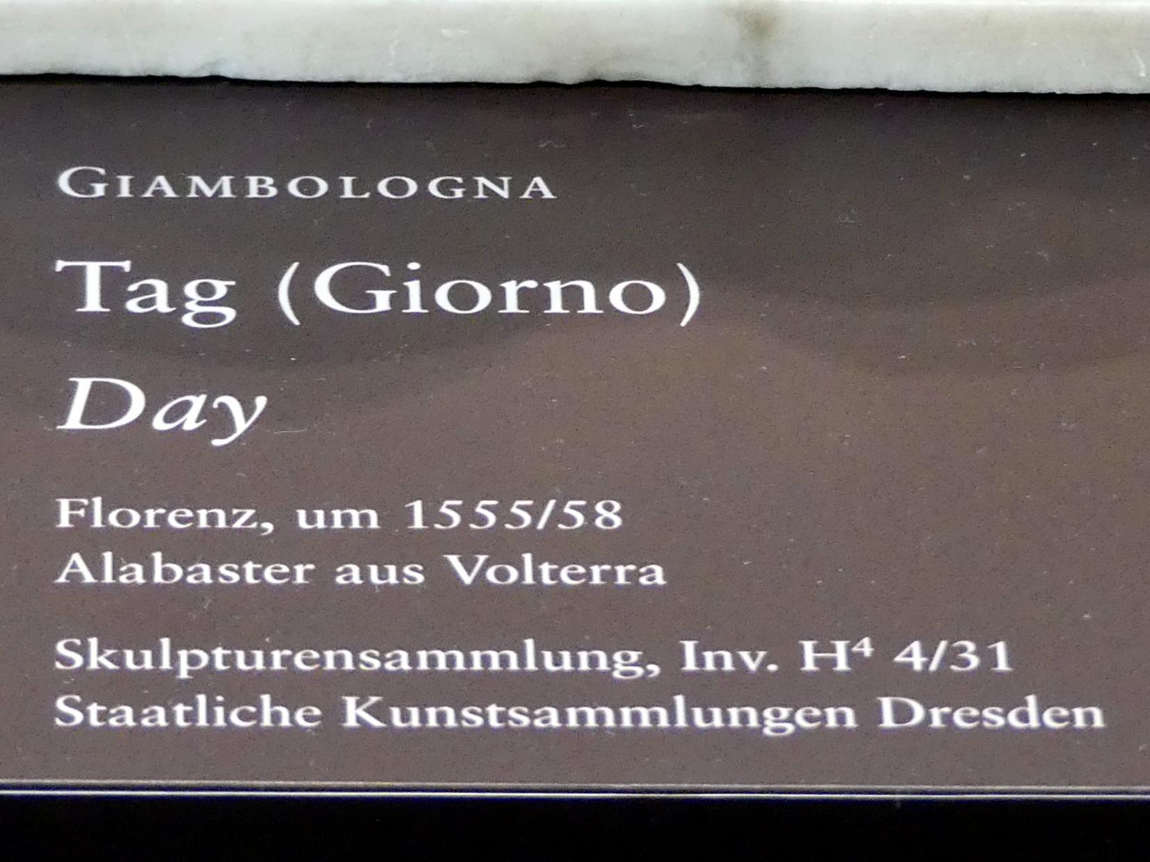 Giovanni da Bologna (Giambologna) (1556–1608), Tag (Giorno), Dresden, Gemäldegalerie Alte Meister, 1. OG: Skulpturen 15.-18. Jahrhundert, um 1555–1558, Bild 4/4
