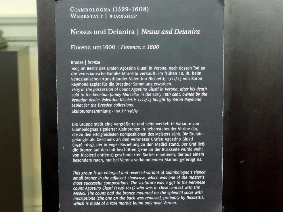 Giovanni da Bologna (Giambologna) (Werkstatt) (1595–1600), Nessus und Deianira, Dresden, Gemäldegalerie Alte Meister, 1. OG: Skulpturen 15.-18. Jahrhundert, um 1600, Bild 4/4