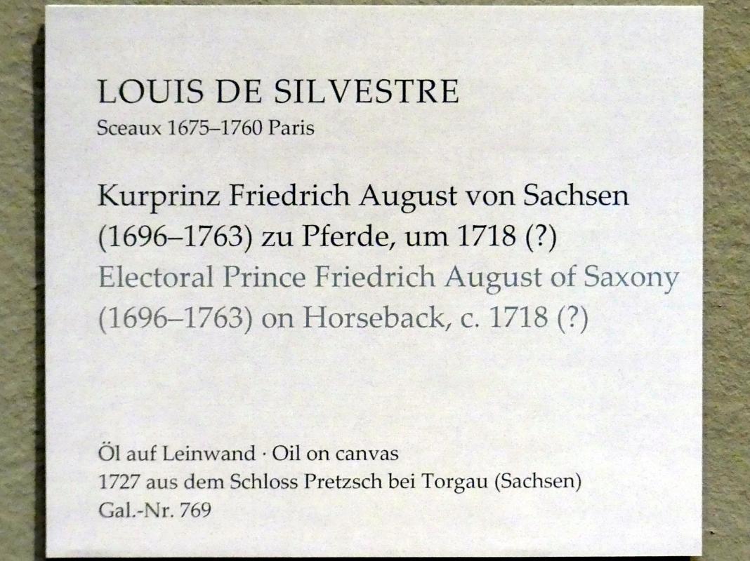 Louis de Silvestre (1717–1746), Kurprinz Friedrich August von Sachsen (1696-1763) zu Pferde, Dresden, Gemäldegalerie Alte Meister, 1. OG: Skulpturen 15.-18. Jahrhundert, um 1718, Bild 2/2