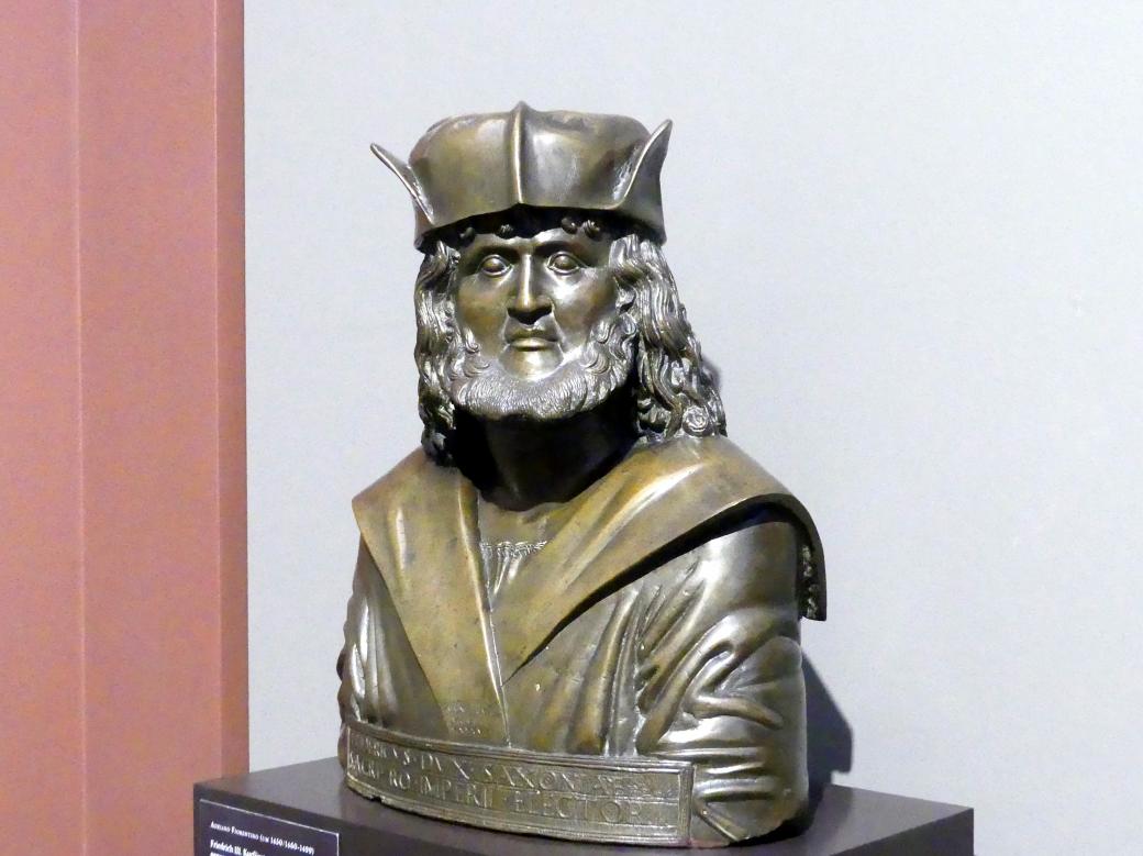 Adriano Fiorentino (1498–1499), Friedrich III. Kurfürst von Sachsen, genannt "der Weise", Dresden, Gemäldegalerie Alte Meister, EG: Porträts 1, 1498, Bild 2/4