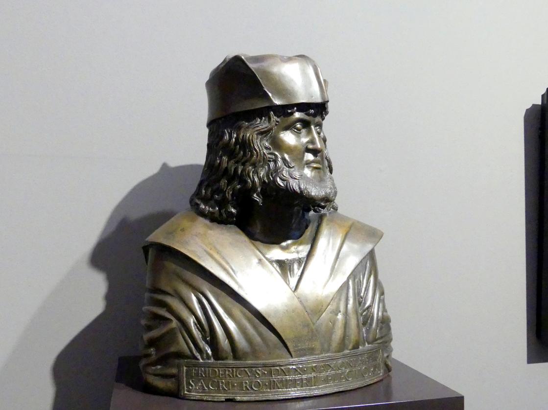 Adriano Fiorentino (1498–1499), Friedrich III. Kurfürst von Sachsen, genannt "der Weise", Dresden, Gemäldegalerie Alte Meister, EG: Porträts 1, 1498, Bild 3/4