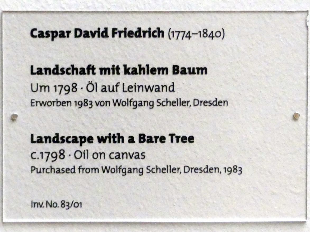 Caspar David Friedrich (1798–1836), Landschaft mit kahlem Baum, Dresden, Albertinum, Galerie Neue Meister, 2. Obergeschoss, Saal 2, um 1798, Bild 2/2