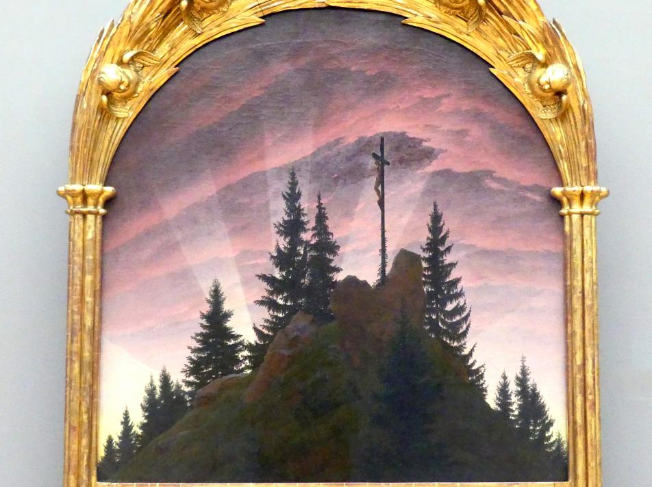Caspar David Friedrich (1798–1836), Das Kreuz im Gebirge (Tetschener Altar), Dresden, Albertinum, Galerie Neue Meister, 2. Obergeschoss, Saal 2, 1807–1808, Bild 3/5