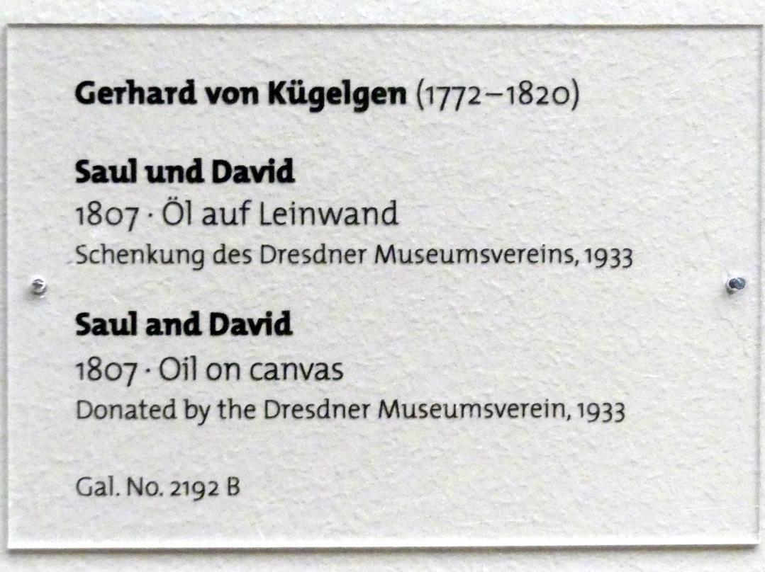 Gerhard von Kügelgen (1807–1813), Saul und David, Dresden, Albertinum, Galerie Neue Meister, 2. Obergeschoss, Saal 3, 1807, Bild 2/2