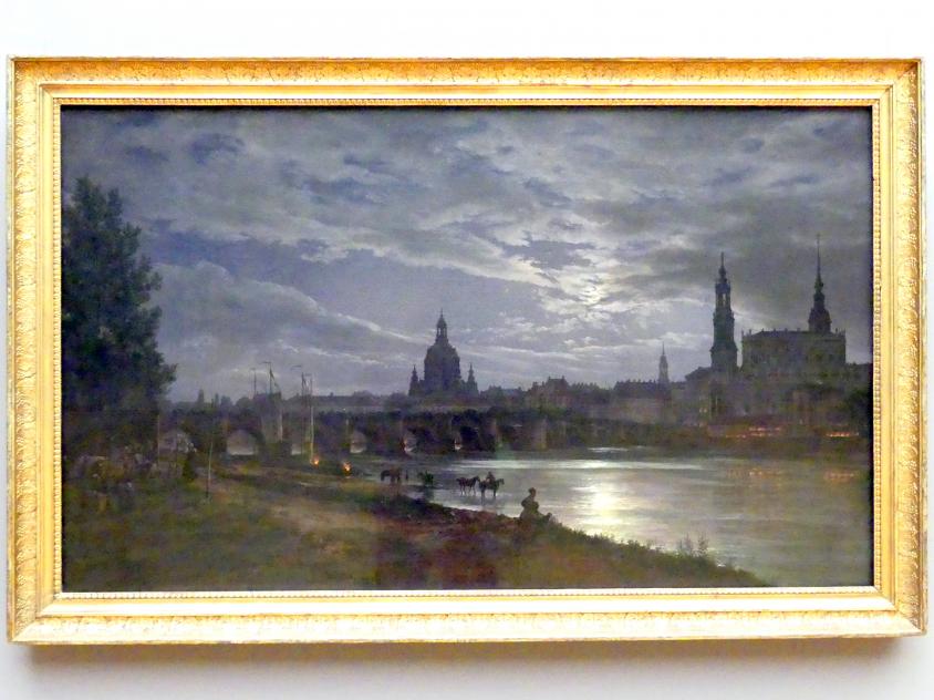 Johan Christian Clausen Dahl (1817–1852): Blick auf Dresden bei Vollmondschein, 1839
