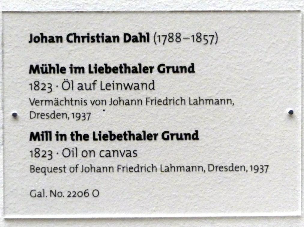 Johan Christian Clausen Dahl (1815–1852), Mühle im Liebethaler Grund, Dresden, Albertinum, Galerie Neue Meister, 2. Obergeschoss, Saal 3, 1823, Bild 2/2