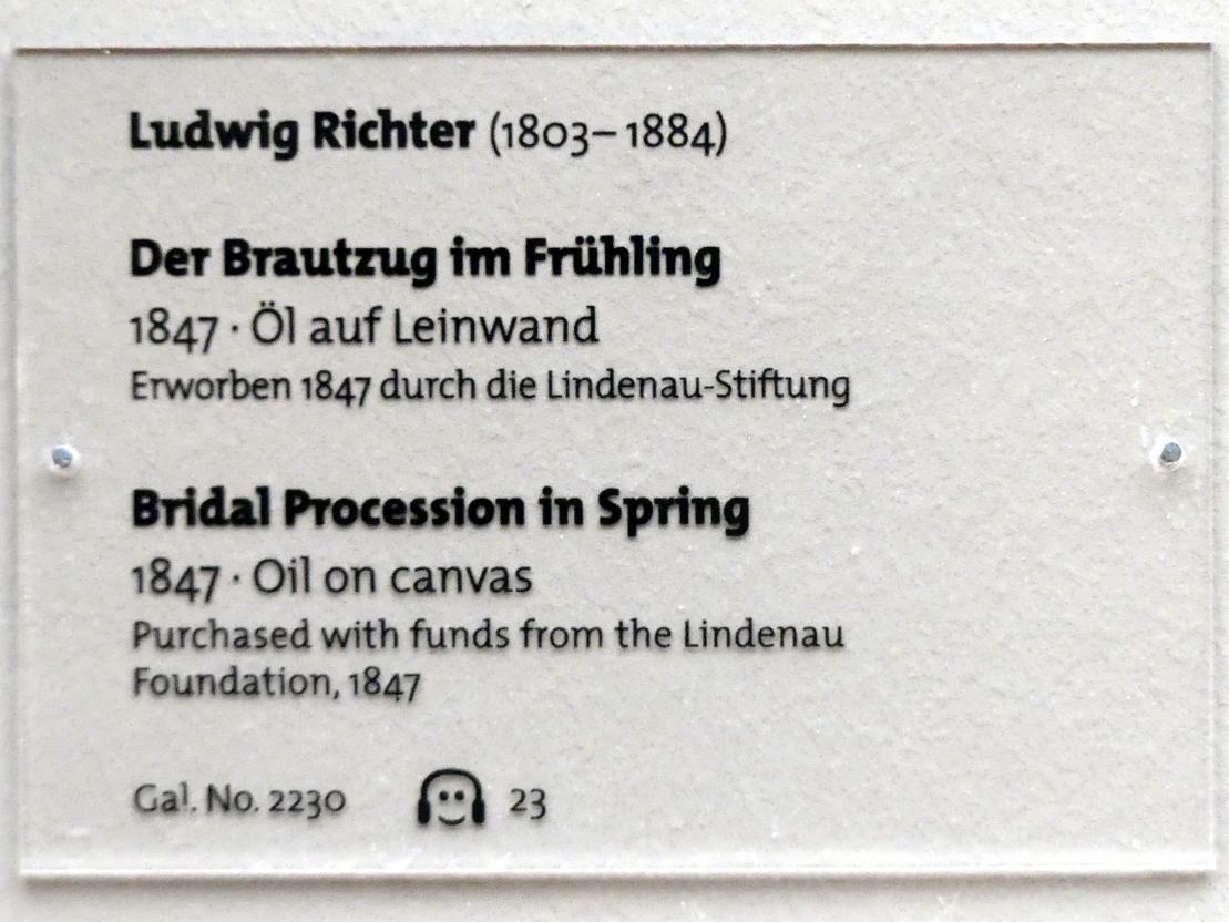 Ludwig Richter (1824–1884), Der Brautzug im Frühling, Dresden, Albertinum, Galerie Neue Meister, 2. Obergeschoss, Saal 4, 1847, Bild 2/2