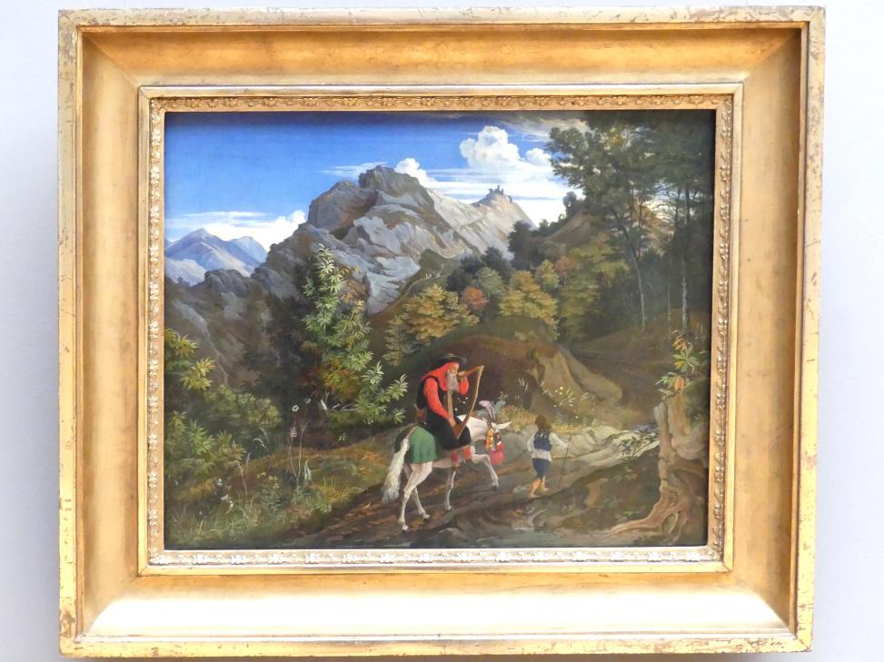 Ludwig Richter: Der heimkehrende Harfner, um 1825, Bild 1/2