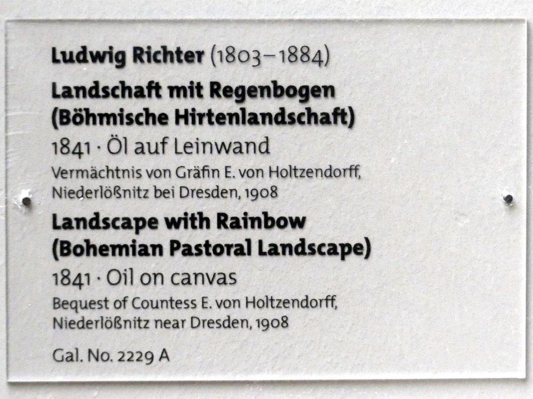 Ludwig Richter: Landschaft mit Regenbogen (Böhmische Hirtenlandschaft), 1841, Bild 2/2