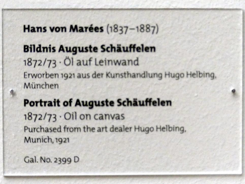 Hans von Marées (1861–1886), Bildnis Auguste Schäuffelen, Dresden, Albertinum, Galerie Neue Meister, 2. Obergeschoss, Saal 6, 1872–1873, Bild 2/2
