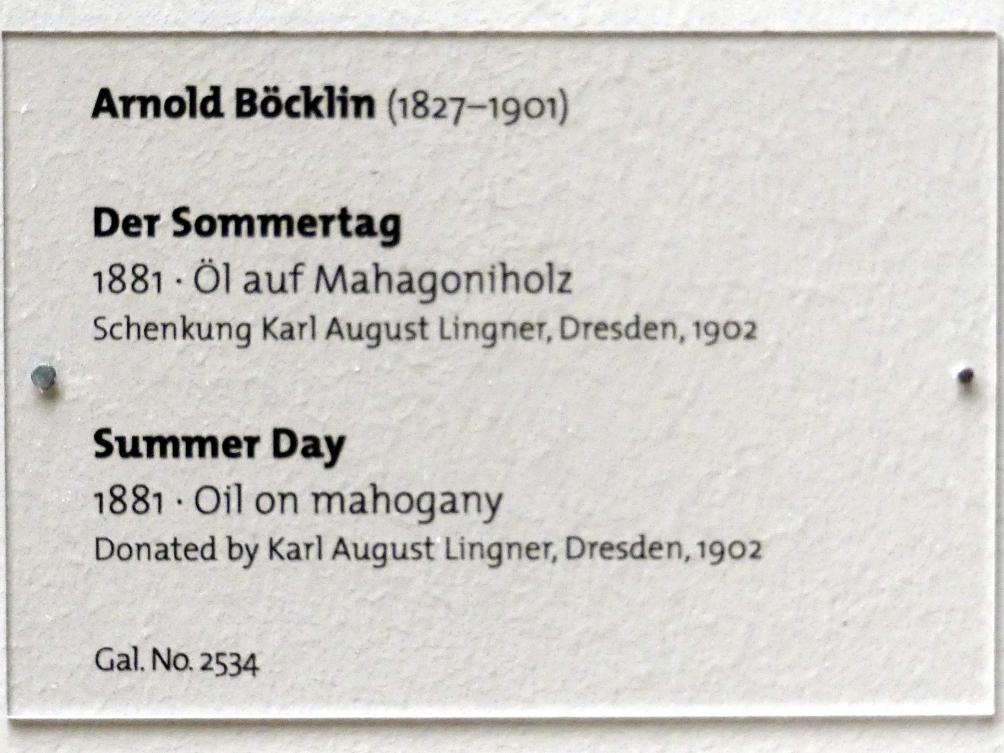 Arnold Böcklin (1851–1897), Der Sommertag, Dresden, Albertinum, Galerie Neue Meister, 2. Obergeschoss, Saal 6, 1881, Bild 2/2