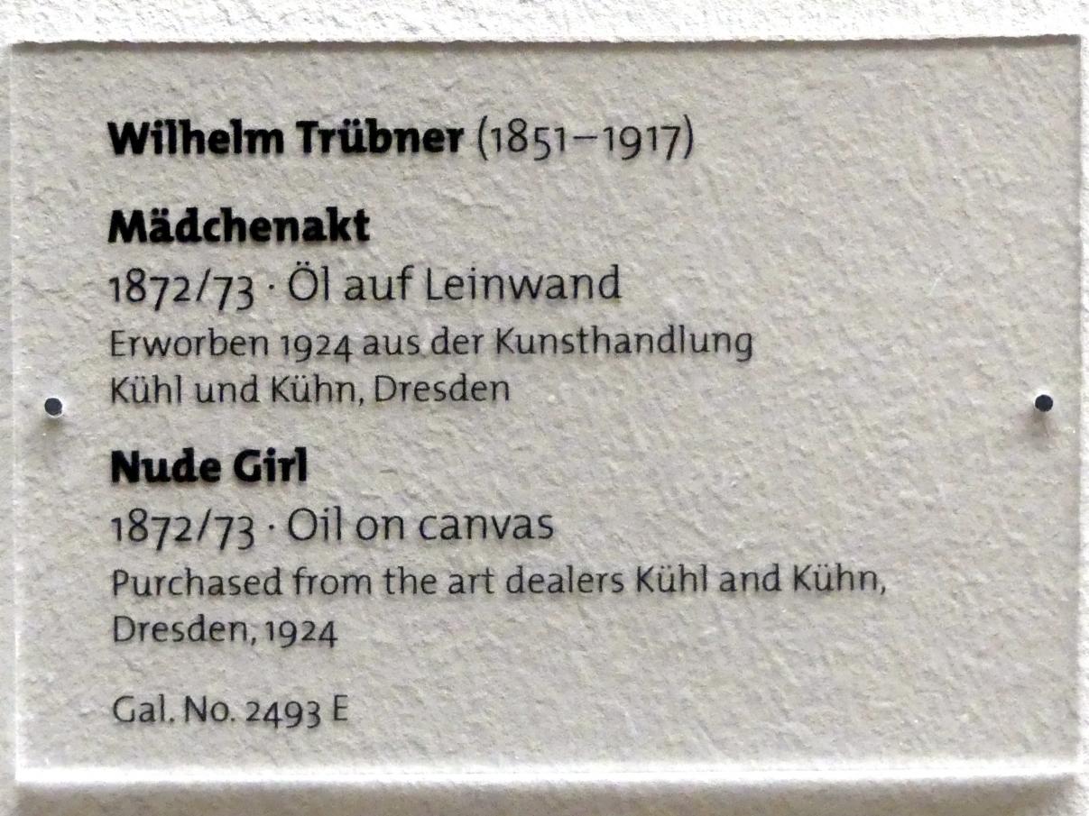 Wilhelm Trübner (1871–1914), Mädchenakt, Dresden, Albertinum, Galerie Neue Meister, 2. Obergeschoss, Saal 7, 1872–1873, Bild 2/2