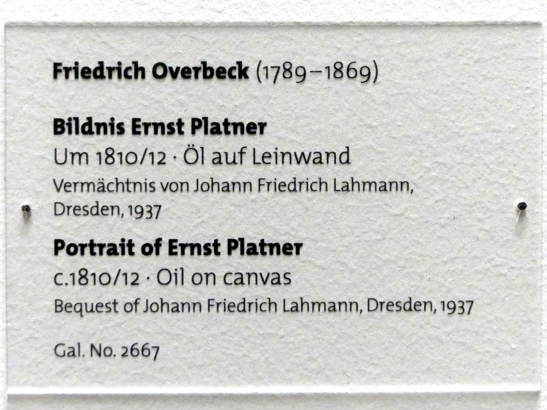 Friedrich Overbeck (1808–1867), Bildnis Ernst Platner, Dresden, Albertinum, Galerie Neue Meister, 2. Obergeschoss, Saal 8, um 1810–1812, Bild 2/2