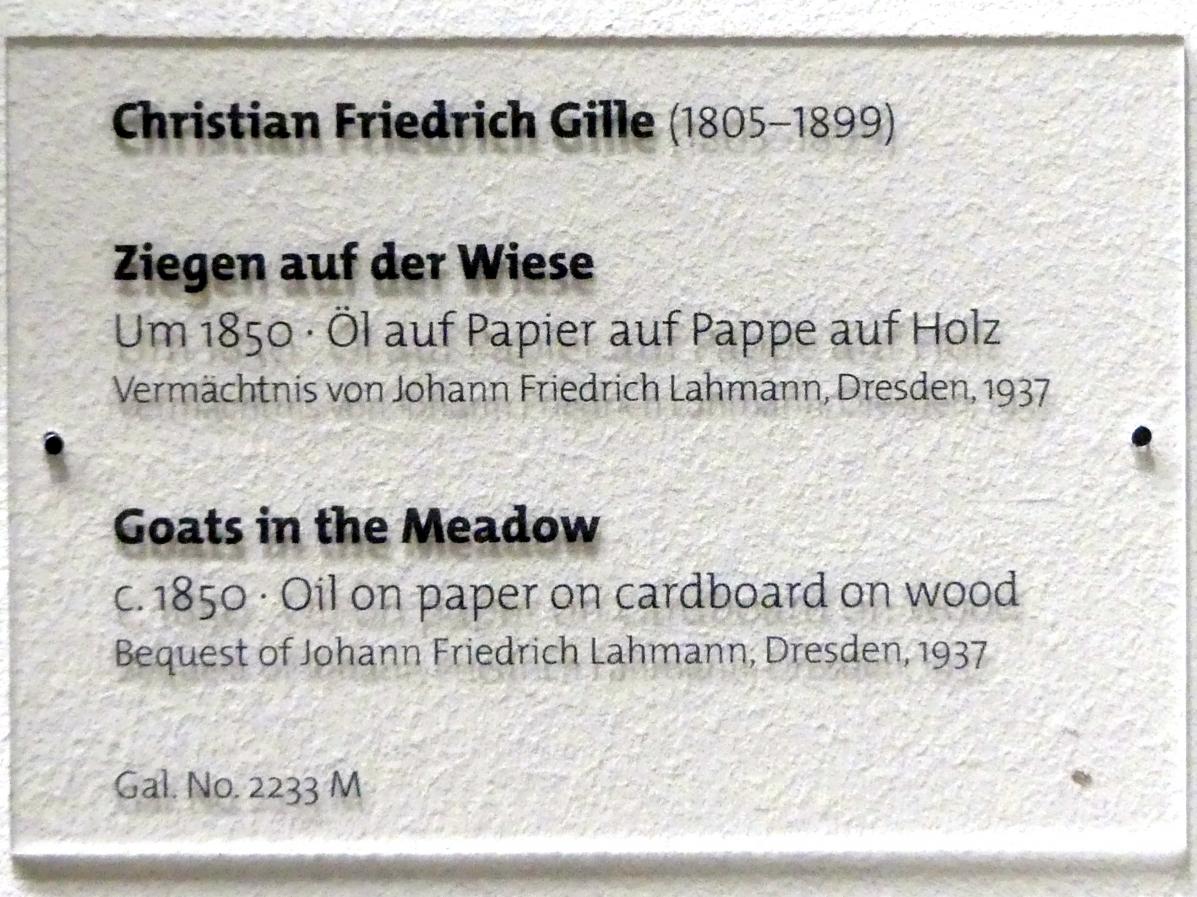 Christian Friedrich Gille (1831–1867), Ziegen auf der Wiese, Dresden, Albertinum, Galerie Neue Meister, 2. Obergeschoss, Saal 9, um 1850, Bild 2/2