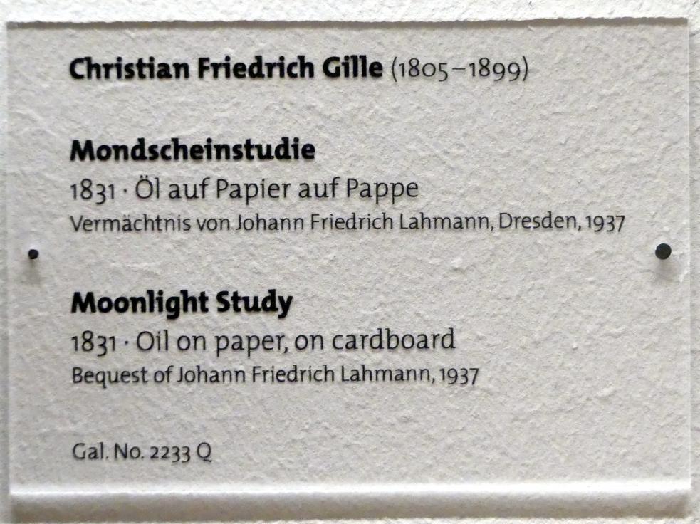 Christian Friedrich Gille (1831–1867), Mondscheinstudie, Dresden, Albertinum, Galerie Neue Meister, 2. Obergeschoss, Saal 9, 1831, Bild 2/2