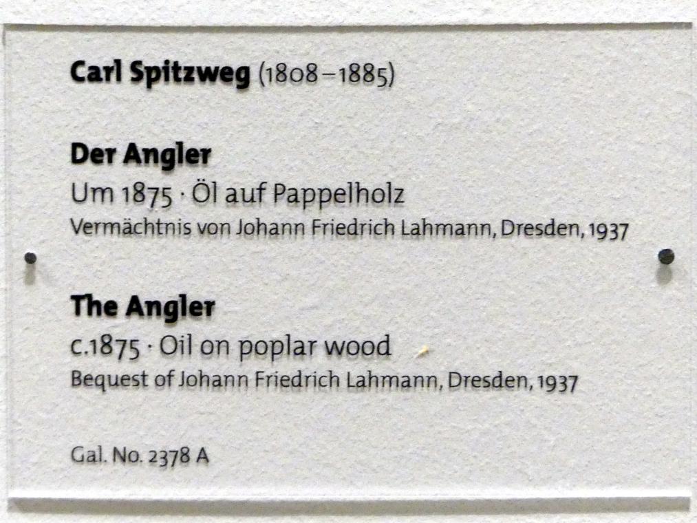Carl Spitzweg (1835–1880), Der Angler, Dresden, Albertinum, Galerie Neue Meister, 2. Obergeschoss, Saal 9, um 1875, Bild 2/2