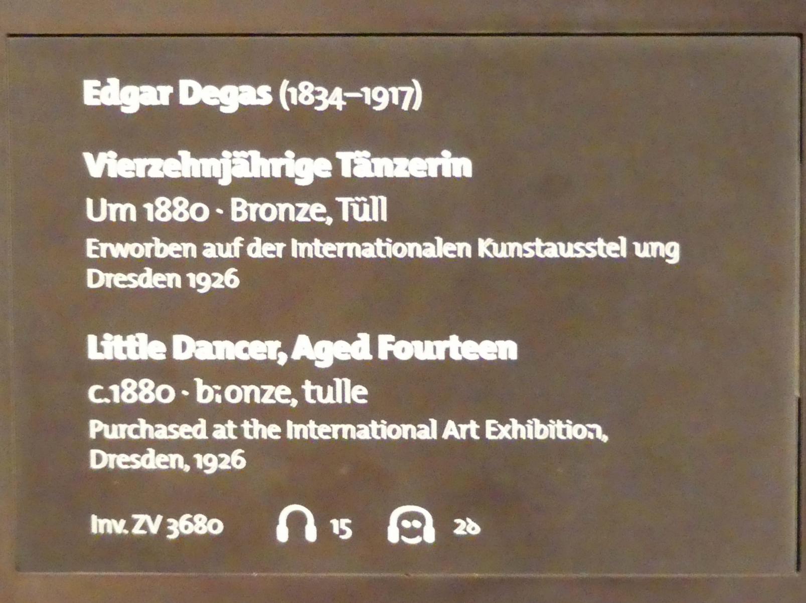 Edgar Degas (1855–1909), Vierzehnjährige Tänzerin, Dresden, Albertinum, Galerie Neue Meister, 2. Obergeschoss, Saal 10, um 1880, Bild 7/7