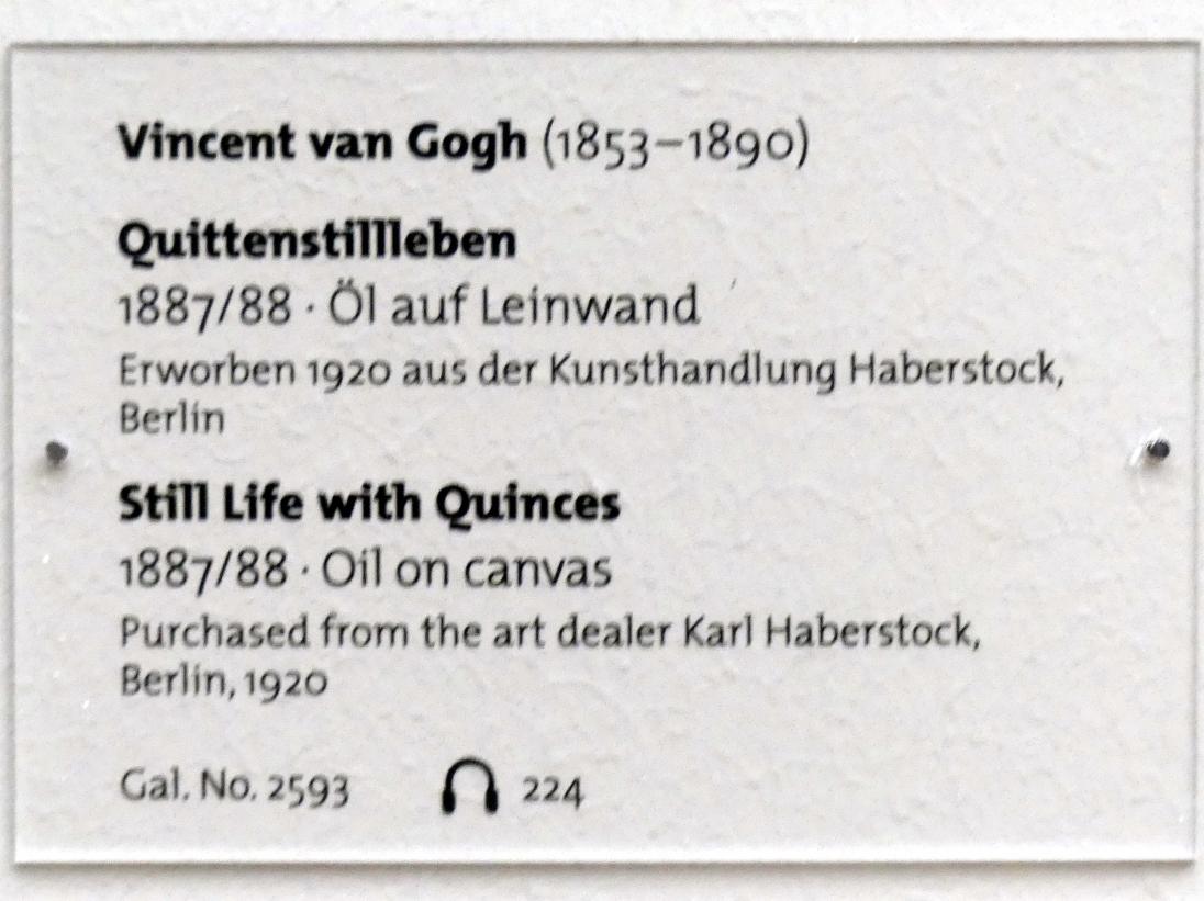 Vincent van Gogh (1882–1890), Quittenstillleben, Dresden, Albertinum, Galerie Neue Meister, 2. Obergeschoss, Saal 11, 1887–1888, Bild 2/2