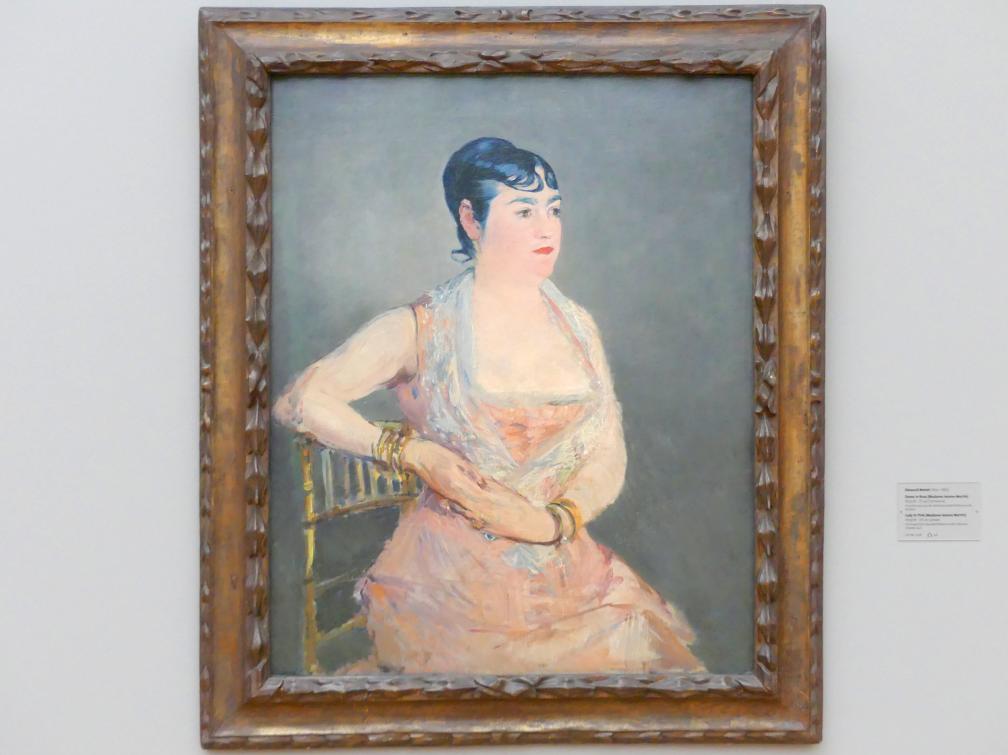 Édouard Manet (1855–1882), Dame in Rosa (Madame Jeanne Martin), Dresden, Albertinum, Galerie Neue Meister, 2. Obergeschoss, Saal 11, 1879–1881