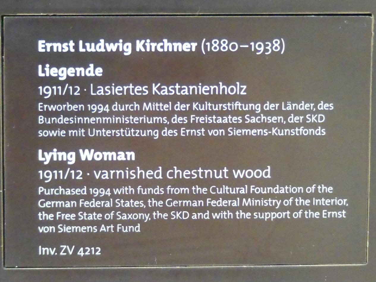 Ernst Ludwig Kirchner (1904–1933), Liegende, Dresden, Albertinum, Galerie Neue Meister, 2. Obergeschoss, Saal 13, 1911–1912, Bild 5/5