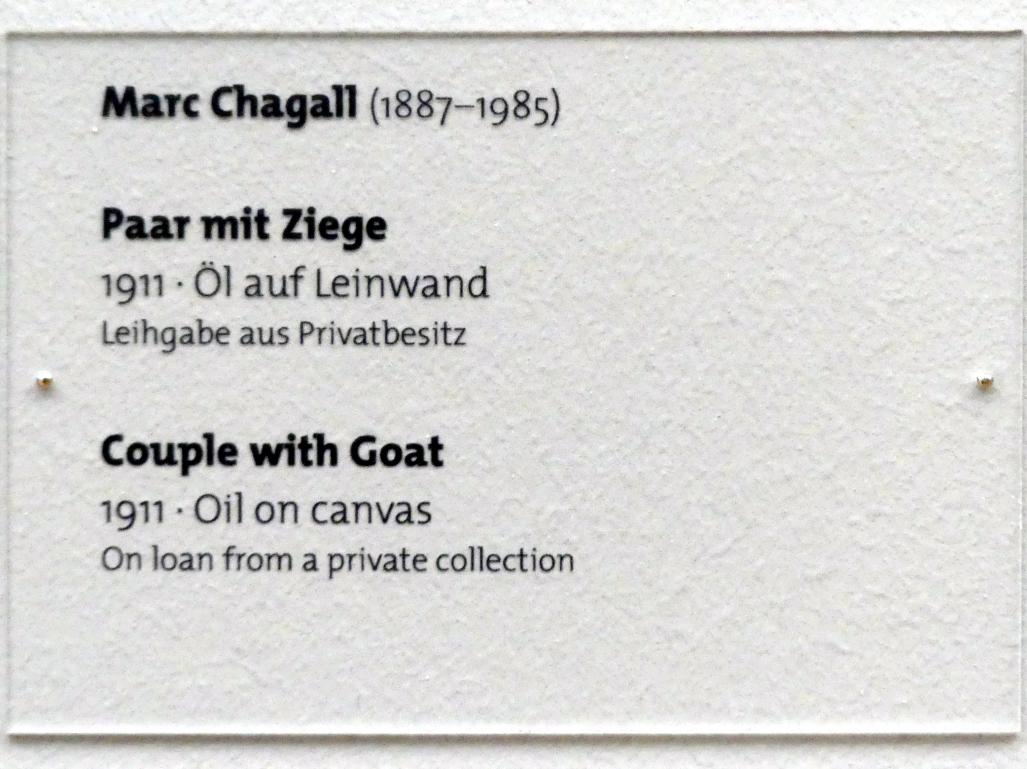 Marc Chagall (1910–1972), Paar mit Ziege, Dresden, Albertinum, Galerie Neue Meister, 2. Obergeschoss, Saal 13, 1911, Bild 2/2