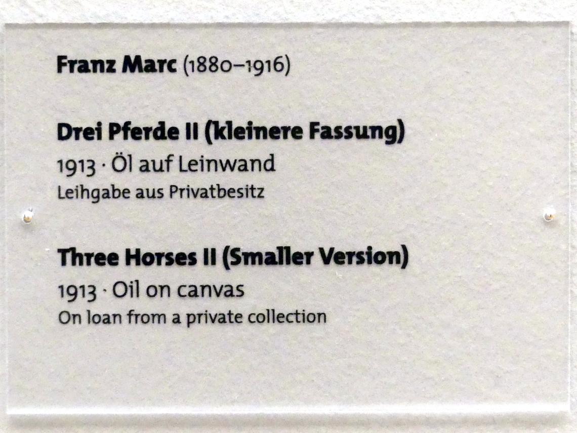 Franz Marc (1904–1914), Drei Pferde II (kleinere Fassung), Dresden, Albertinum, Galerie Neue Meister, 2. Obergeschoss, Saal 13, 1913, Bild 2/2